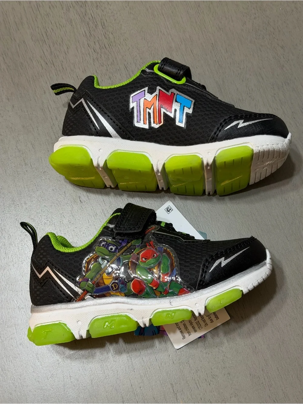 Kids Black & Lime Ninja Turtle Light-Up Sneakers